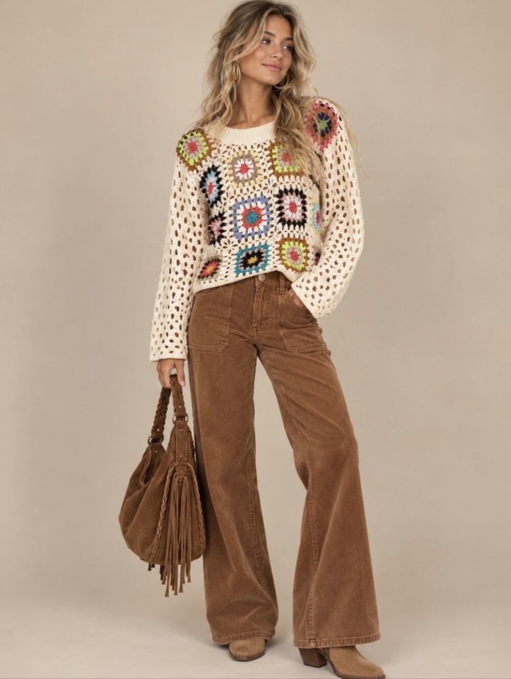 Open Knit Crochet Crop Sweater By Debut Size XS